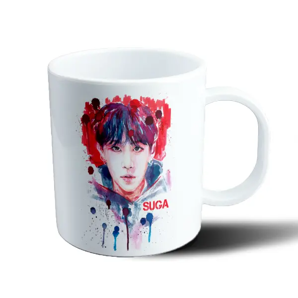 Taza de Plástico BTS Suga Acuarela