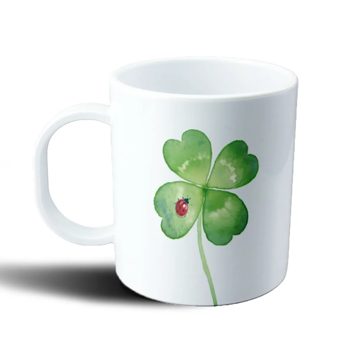Taza de Plástico Buena Suerte Trébol de Cuatro Hojas con Mariquita - vista 2