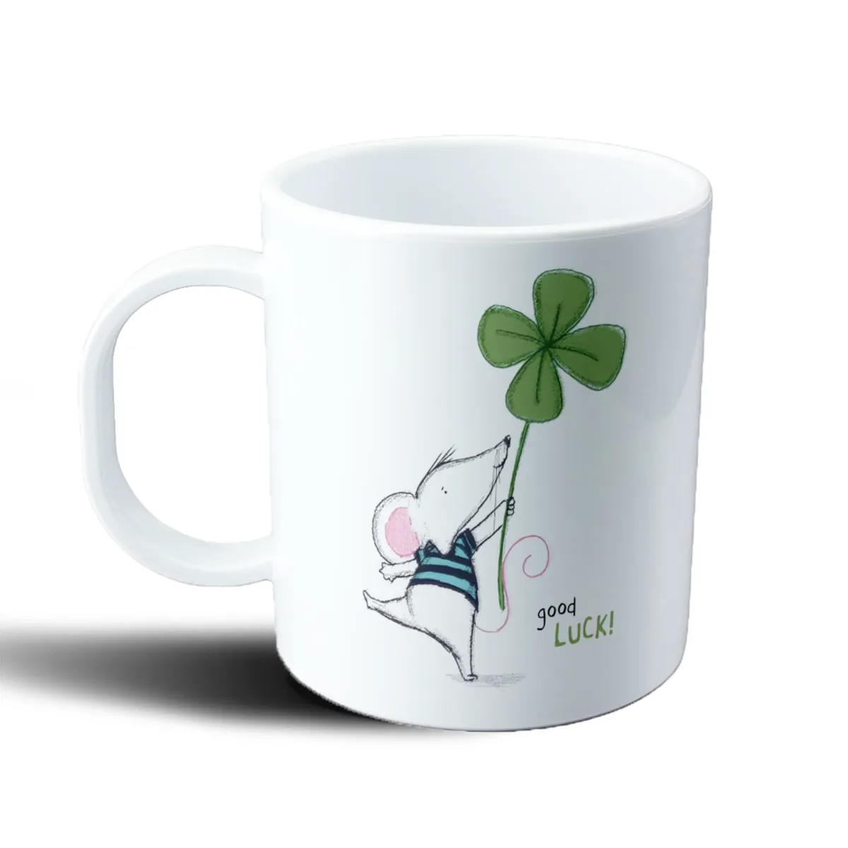 Taza de Plástico Buena Suerte Ratón con Trébol de Cuatro Hojas - vista 2
