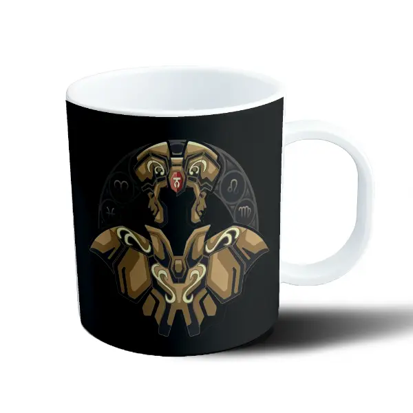 Taza de Plástico Caballeros del Zodiaco Géminis Armadura Dorada
