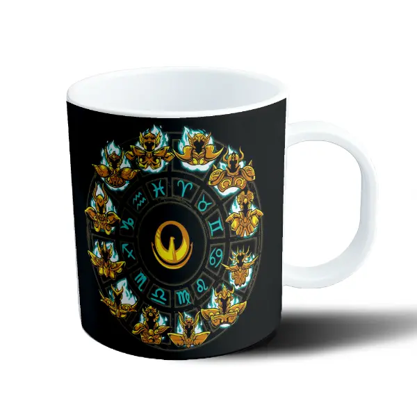 Taza de Plástico Caballeros del Zodiaco Armaduras Doradas y Signos