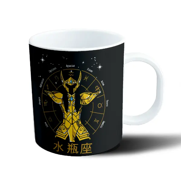 Taza de Plástico Caballeros del Zodiaco Acuario Armadura Dorada
