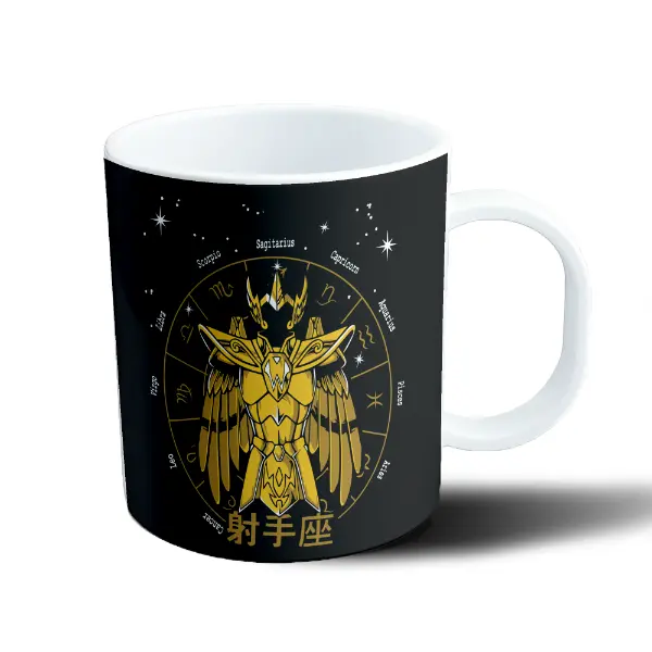Taza de Plástico Caballeros del Zodiaco Sagitario Armadura Dorada