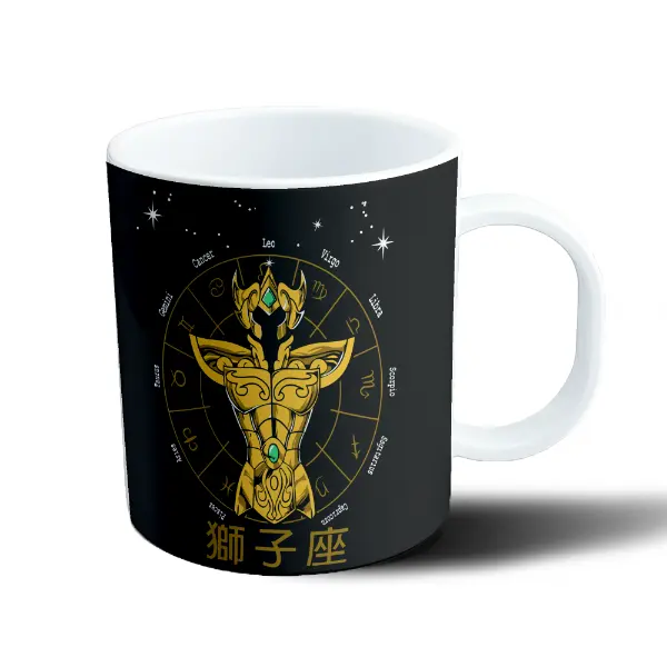 Taza de Plástico Caballeros del Zodiaco Leo Armadura Dorada Constelaciones