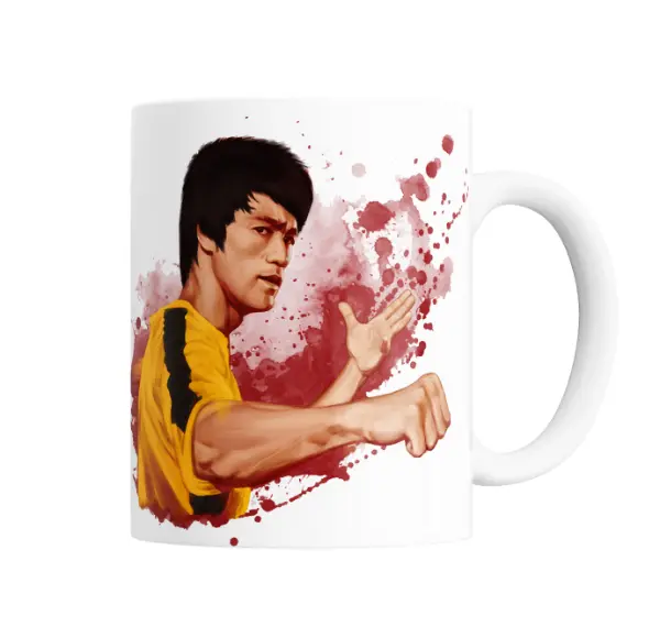 Taza de Cerámica Bruce Lee Fase de Pelea con Camiseta Amarilla