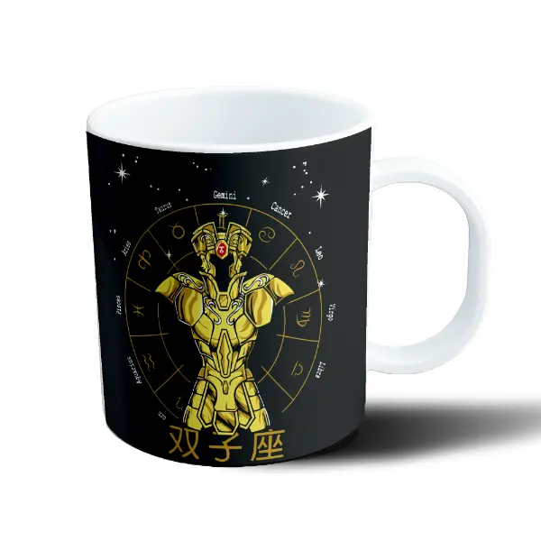 Taza de Plástico Caballeros del Zodiaco Géminis Armadura Dorada