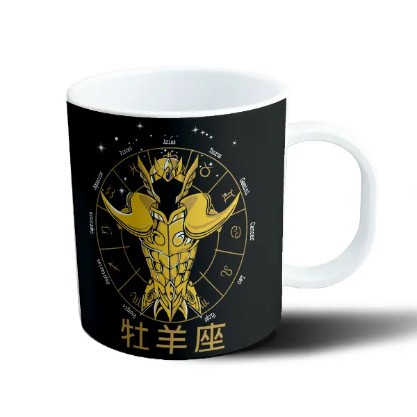 Taza de Plástico Caballeros del Zodiaco Aries Armadura Dorada