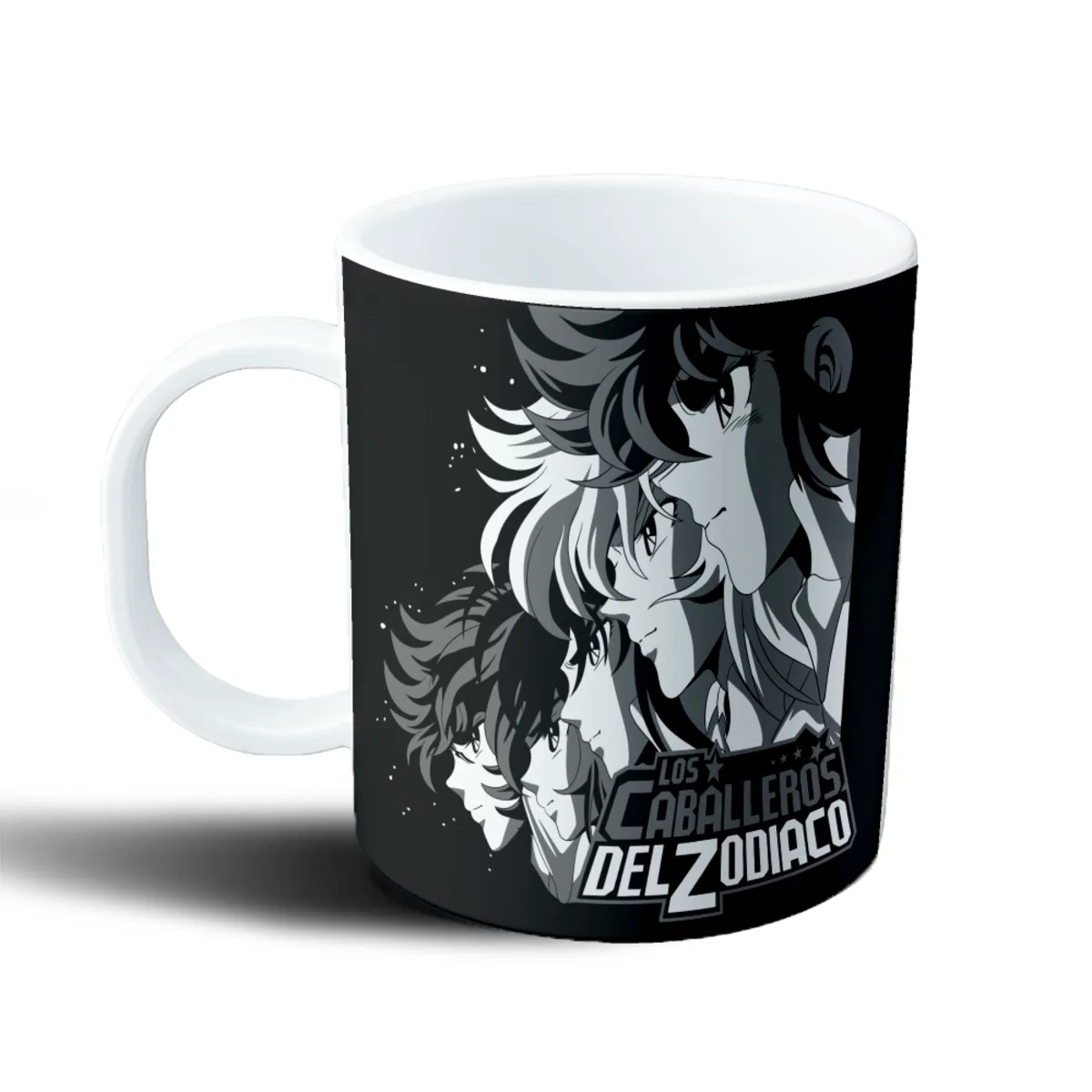 Taza de Plástico Caballeros del Zodiaco Blanco y Negro - vista 2