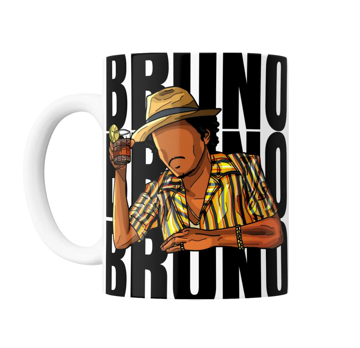 Taza de Cerámica Bruno Mars Diseño Pop con Sombrero y Trago - vista 2