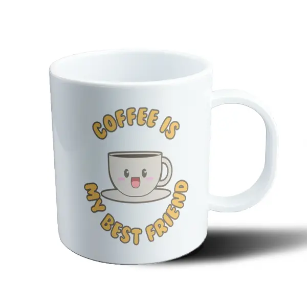 Taza de Plástico Coffee Is My Best Friend Taza Kawaii