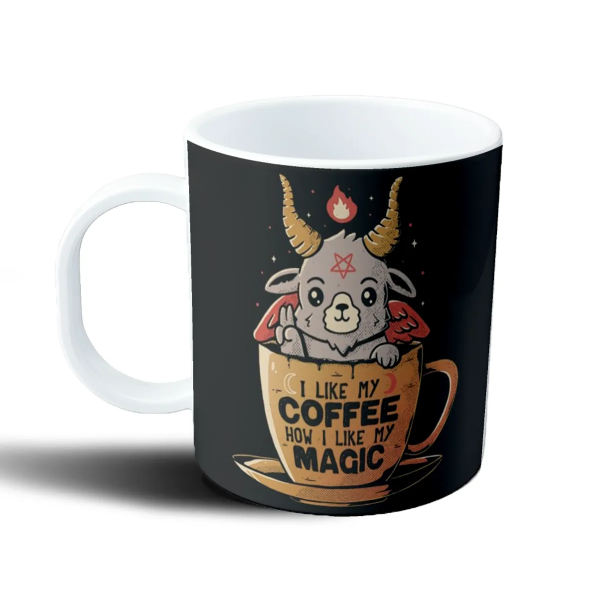 Taza de Plástico Café Mágico con Baphomet Kawaii - vista 2