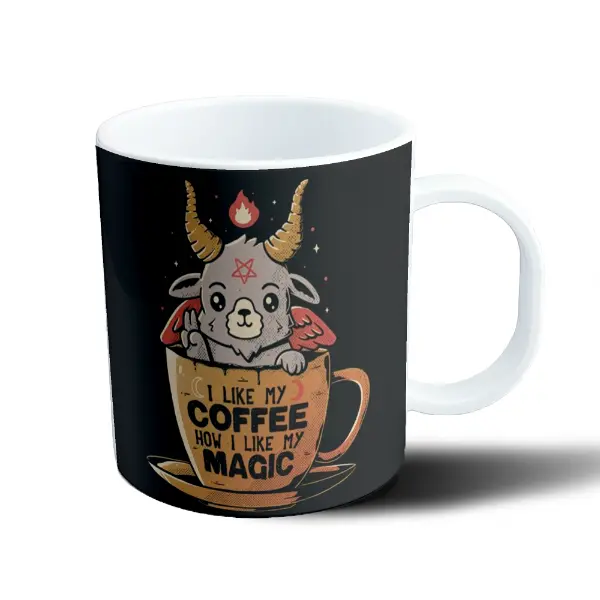 Taza de Plástico Café Mágico con Baphomet Kawaii