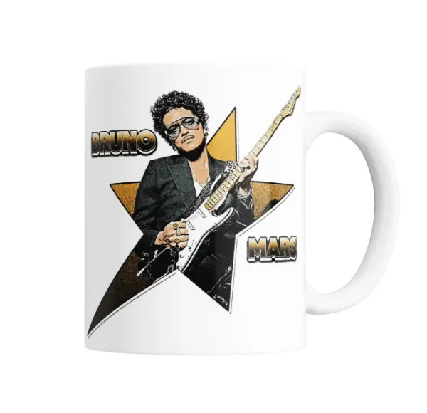 Taza de Cerámica Bruno Mars Guitarra Estrella