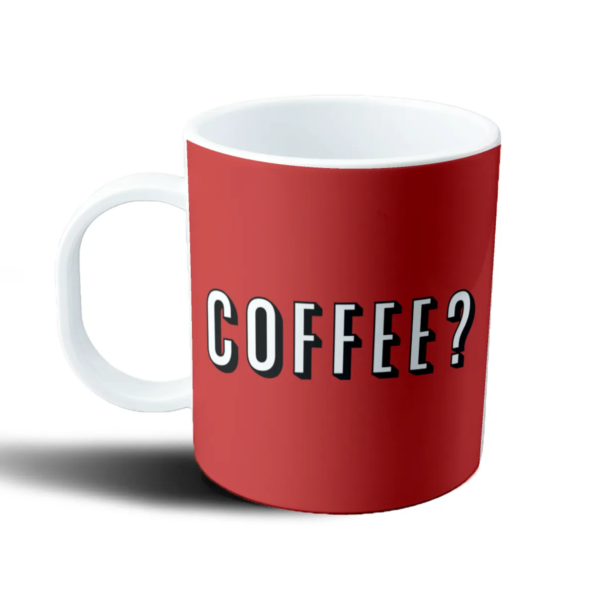 Taza de Plástico Coffee? Frase en Letras Blancas - vista 2