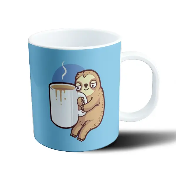 Taza de Plástico Perezoso Tomando Café