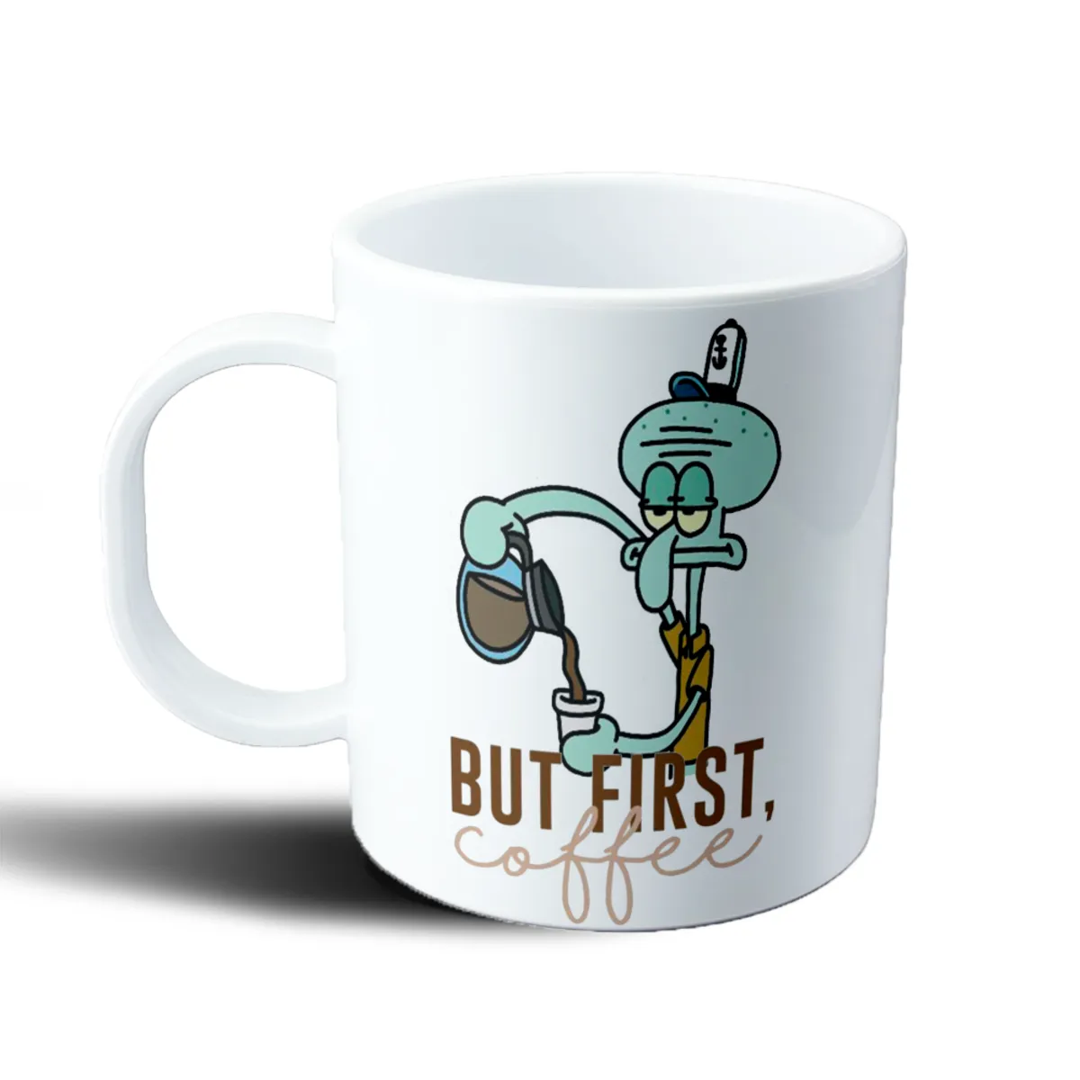 Taza de Plástico Bob Esponja Calamardo But First Coffee - vista 2