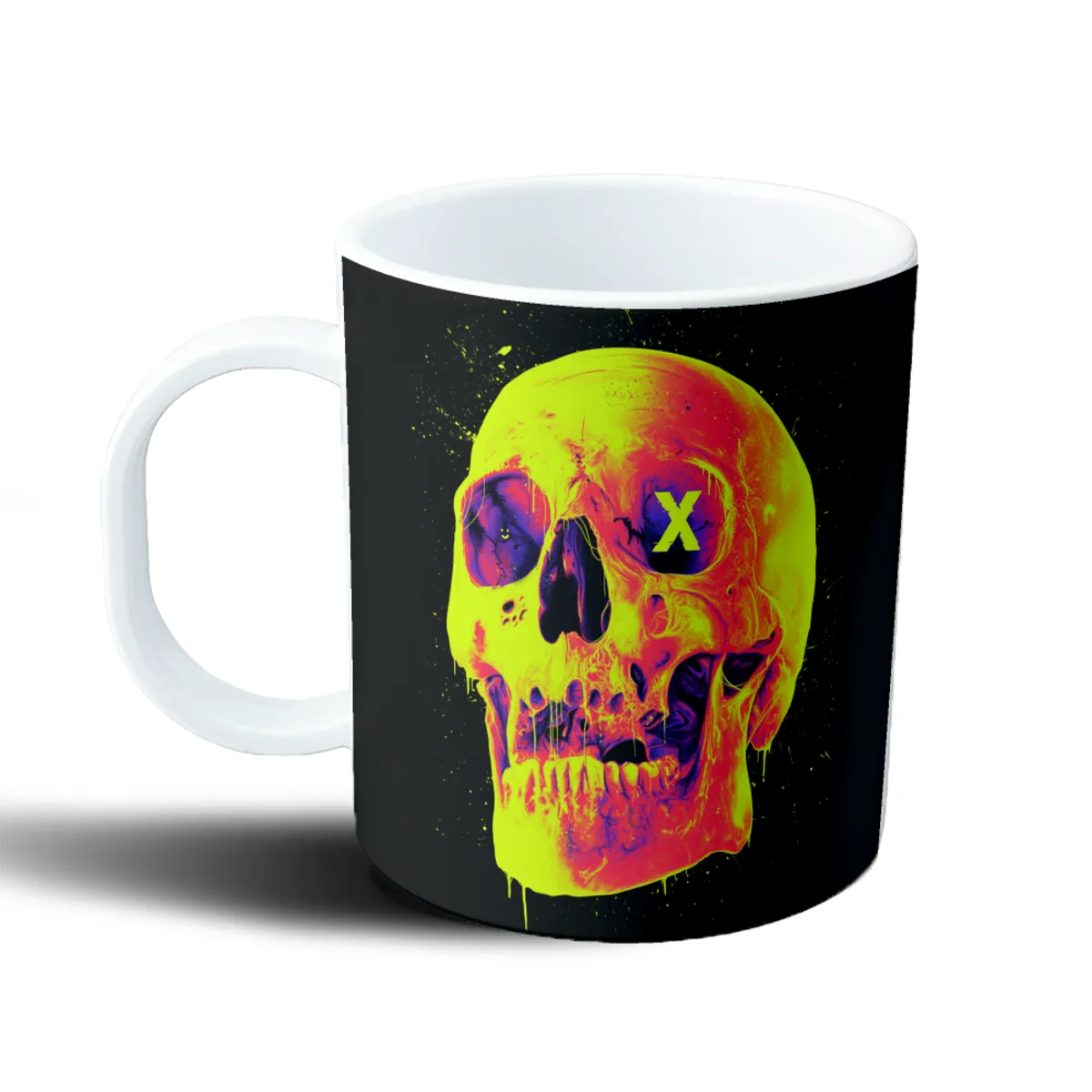 Taza de Plástico Calavera Neón Amarilla y Violeta - vista 2