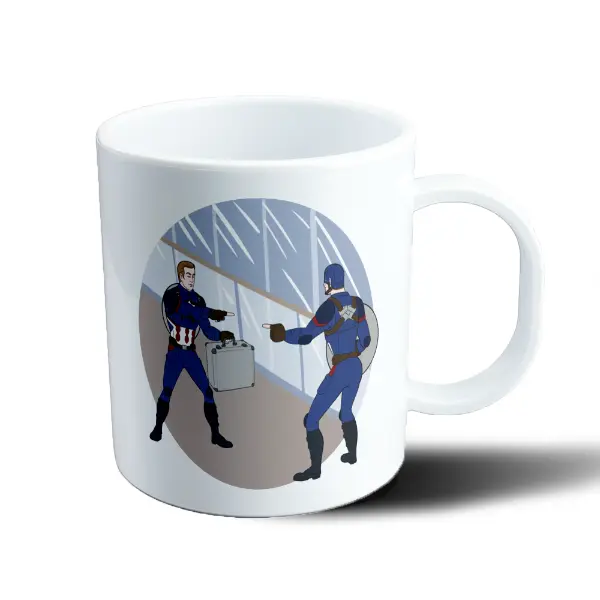 Taza de Plástico Capitán América Meme Señalando