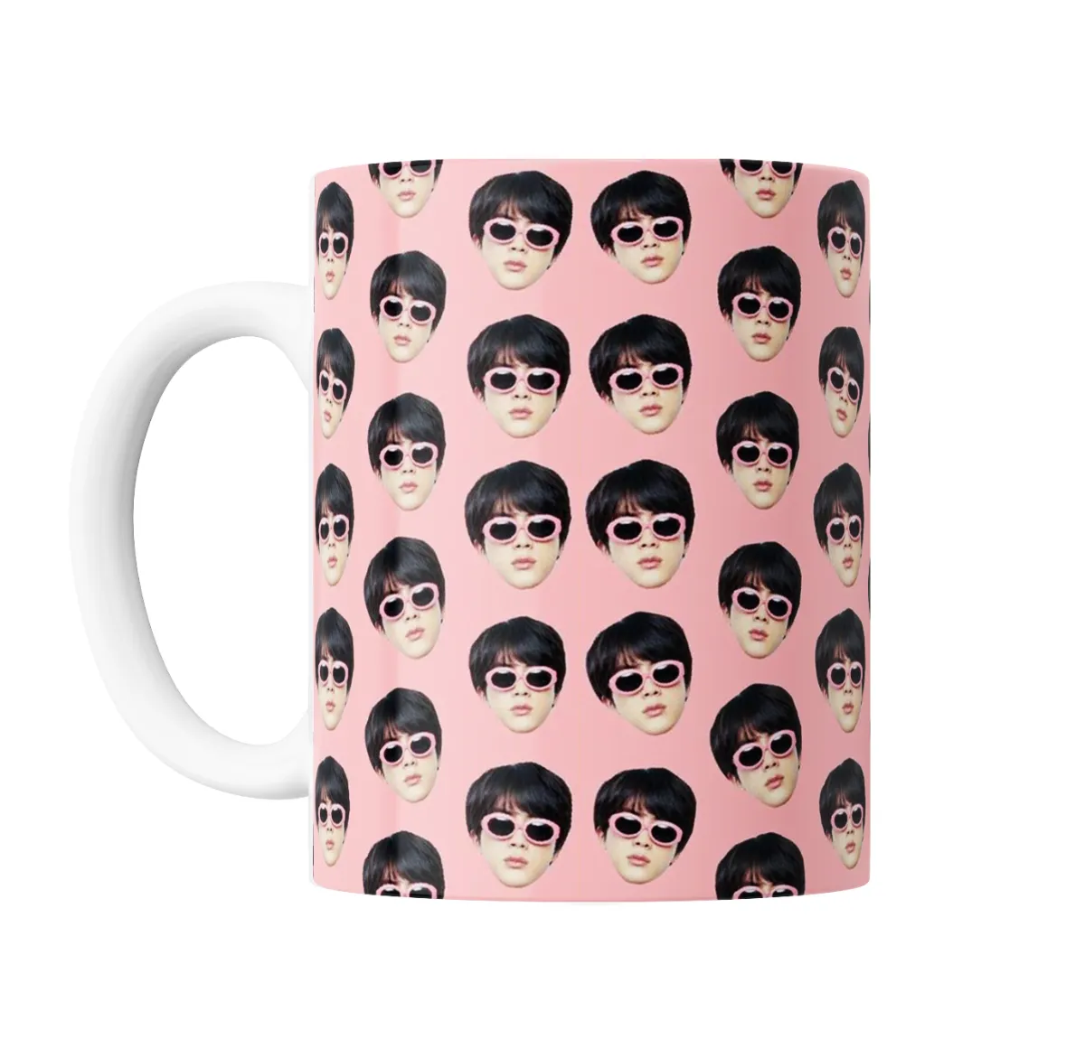 Taza de Cerámica BTS Patrón Caras con Lentes Rosas - vista 2