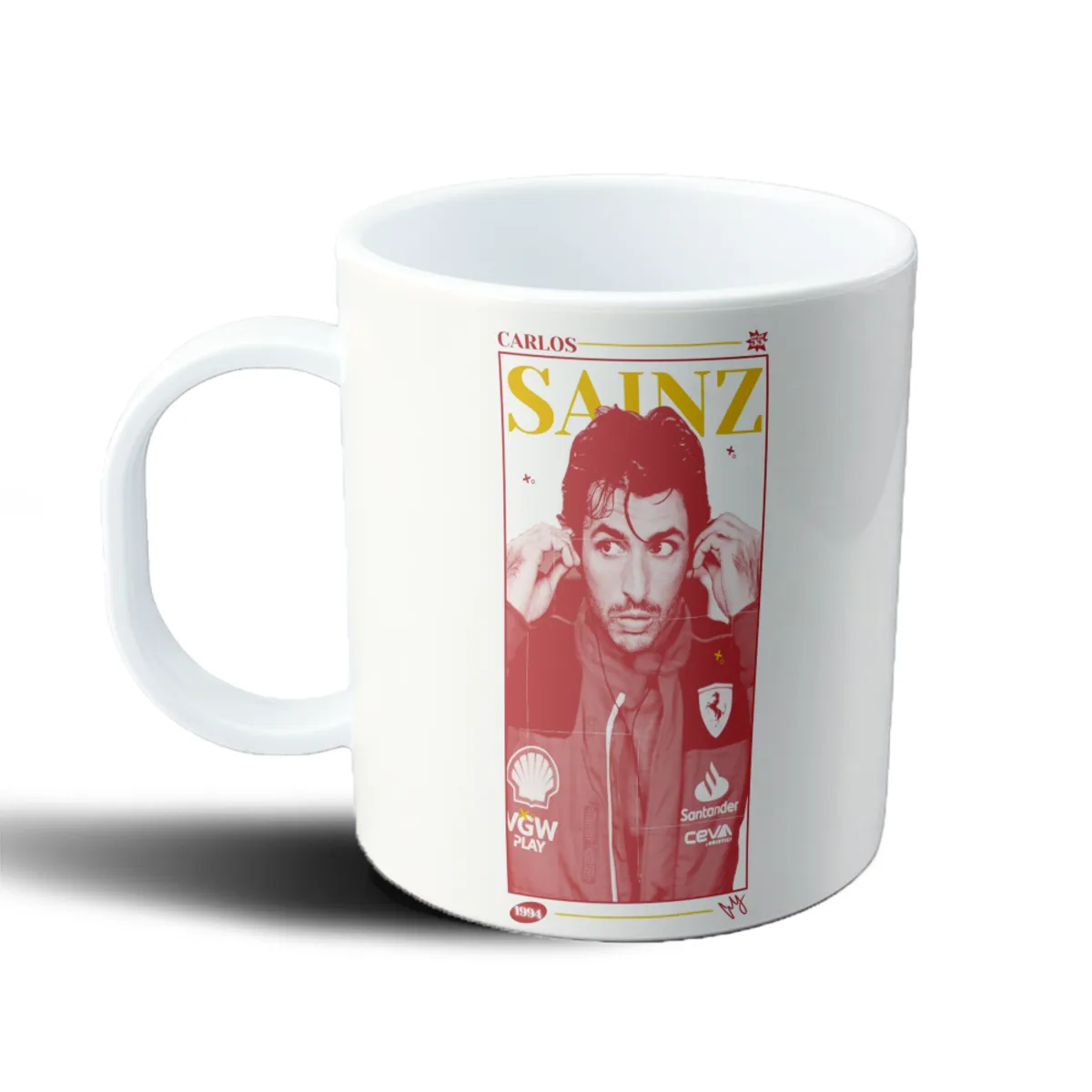 Taza de Plástico Carlos Sainz Ferrari Retrato - vista 2