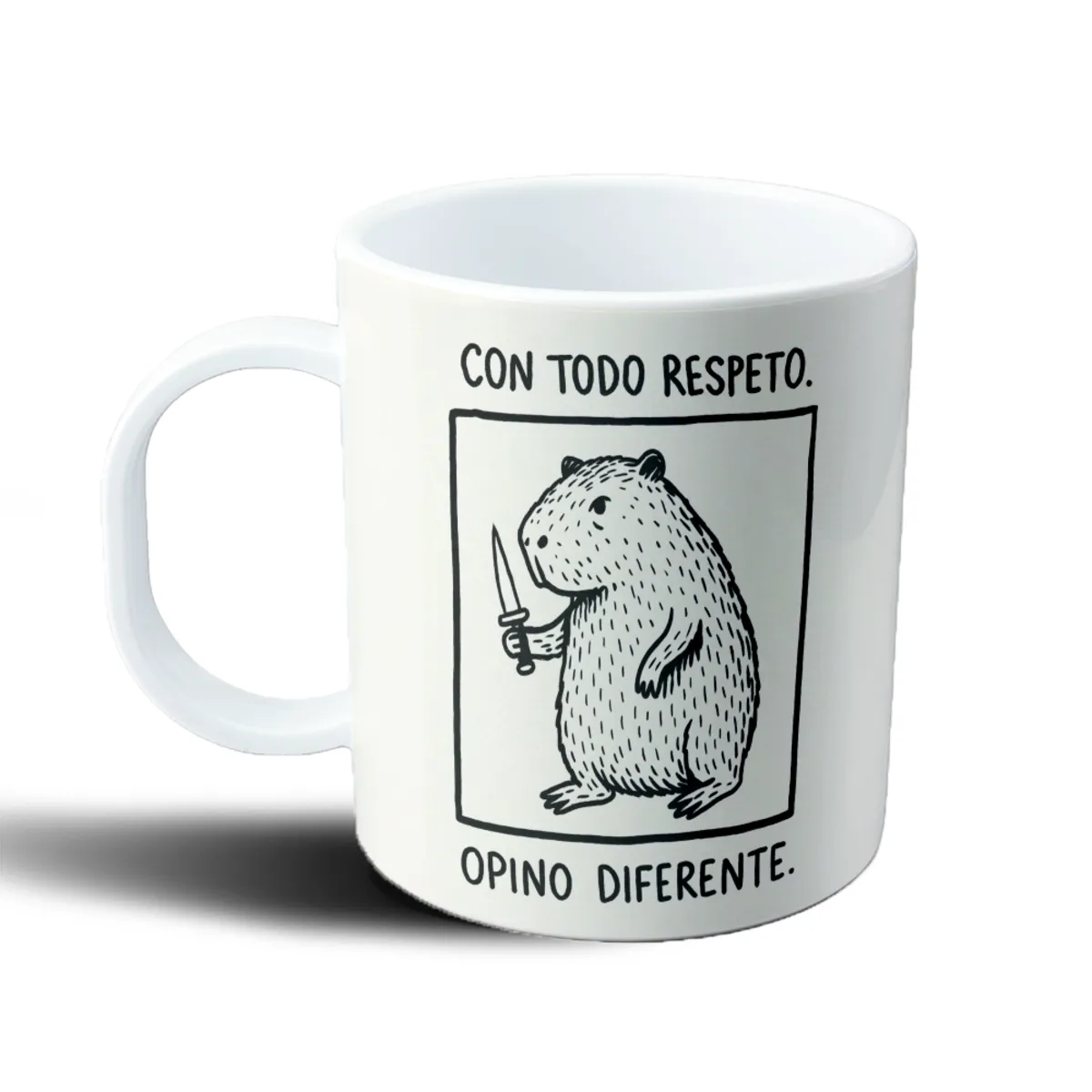 Taza de Plástico Carpincho Con Todo Respeto Opino Diferente - vista 2