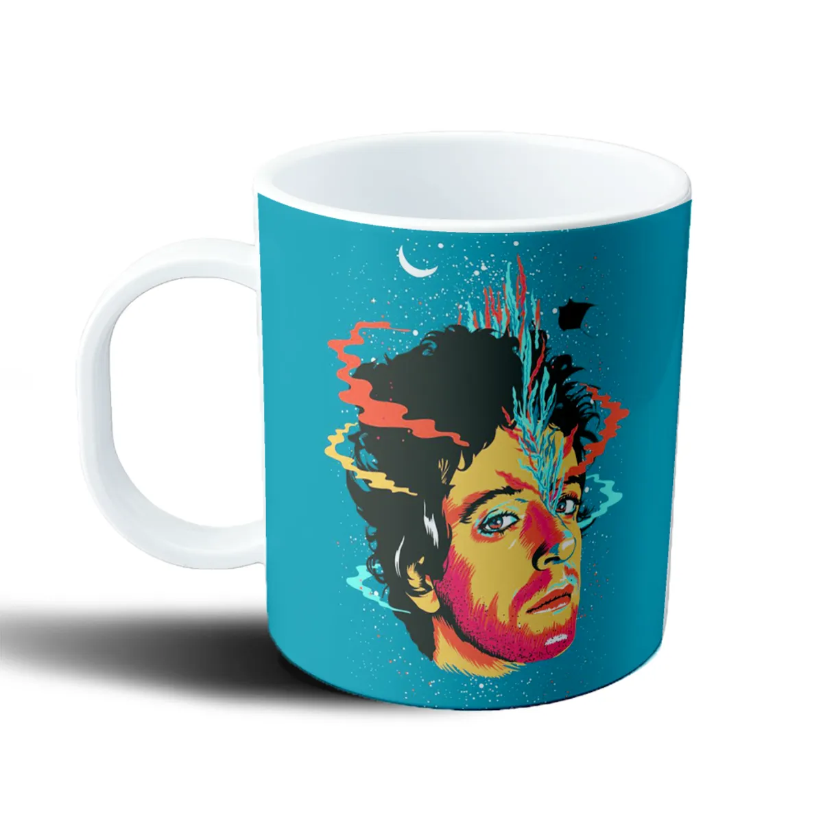 Taza de Plástico Gustavo Cerati Ilustración Colorida - vista 2