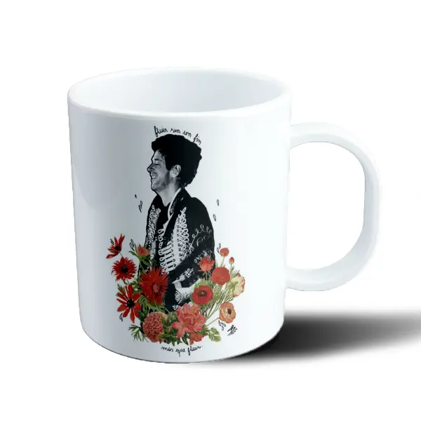 Taza de Plástico Gustavo Cerati Fluir sin un fin con flores