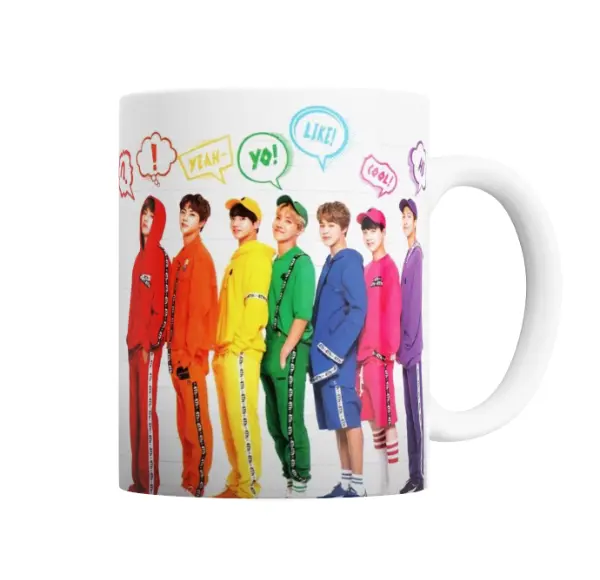 Taza de Cerámica BTS Grupo Colores Arcoíris
