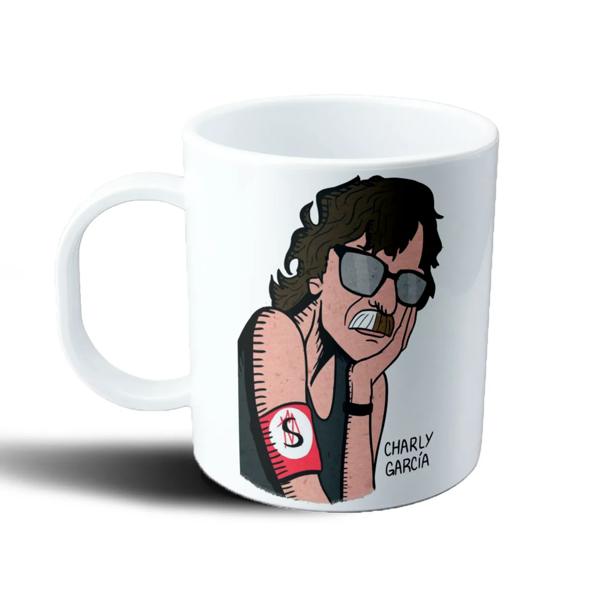 Taza de Plástico Charly García Caricatura con Lentes y Cigarro - vista 2