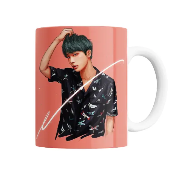 Taza de Cerámica BTS Jin Ilustración Camisa Dragones