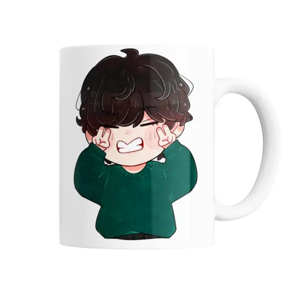 Taza de Cerámica BTS Chibi Haciendo Señas de Paz