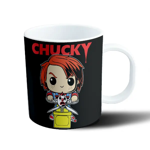 Taza de Plástico Chucky Chibi Muñeco Diabólico Caja Sorpresa