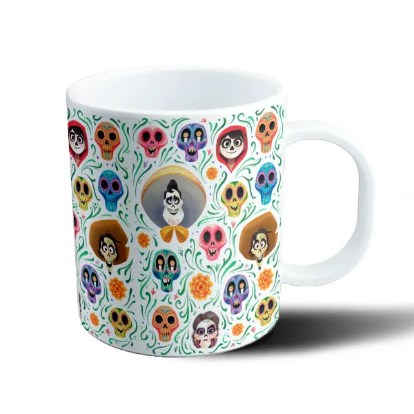 Taza de Plástico Coco Calaveras y Personajes Día de Muertos