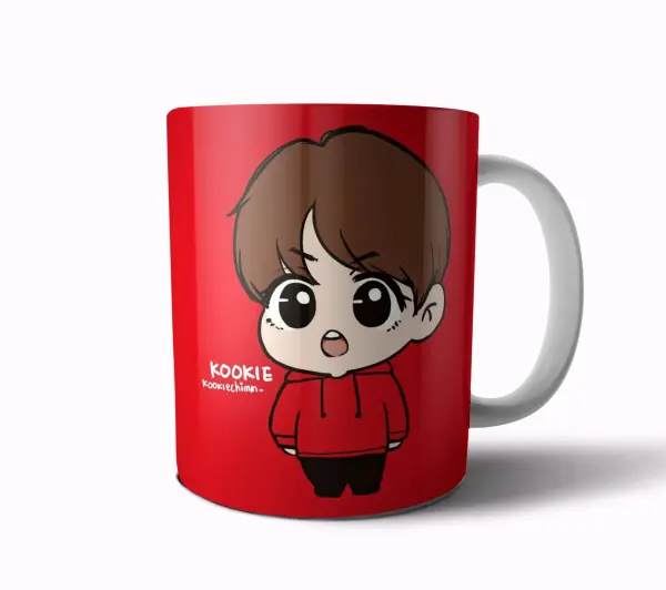 Taza de Cerámica BTS Kookie Chibi Buzo Rojo