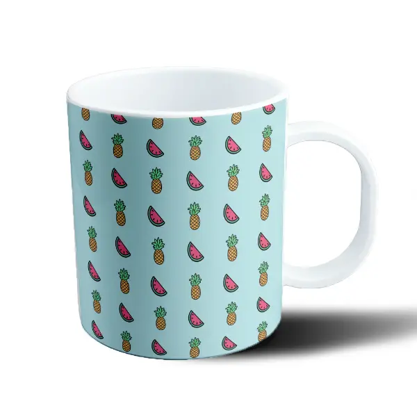 Taza de Plástico Patrón Sandías y Ananás