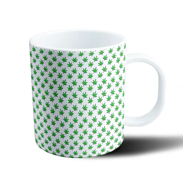Taza de Plástico Patrón de Hojas Verdes