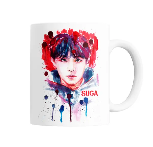 Taza de Cerámica BTS Suga Acuarela