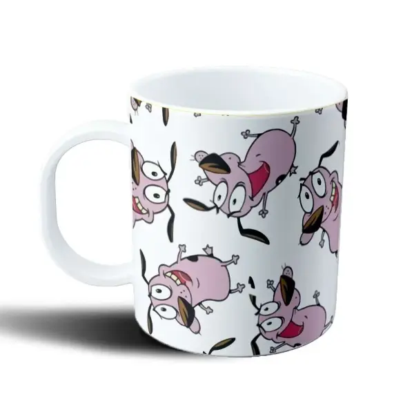 Taza de Plástico Coraje Perro Cobarde Patrón Repetido
