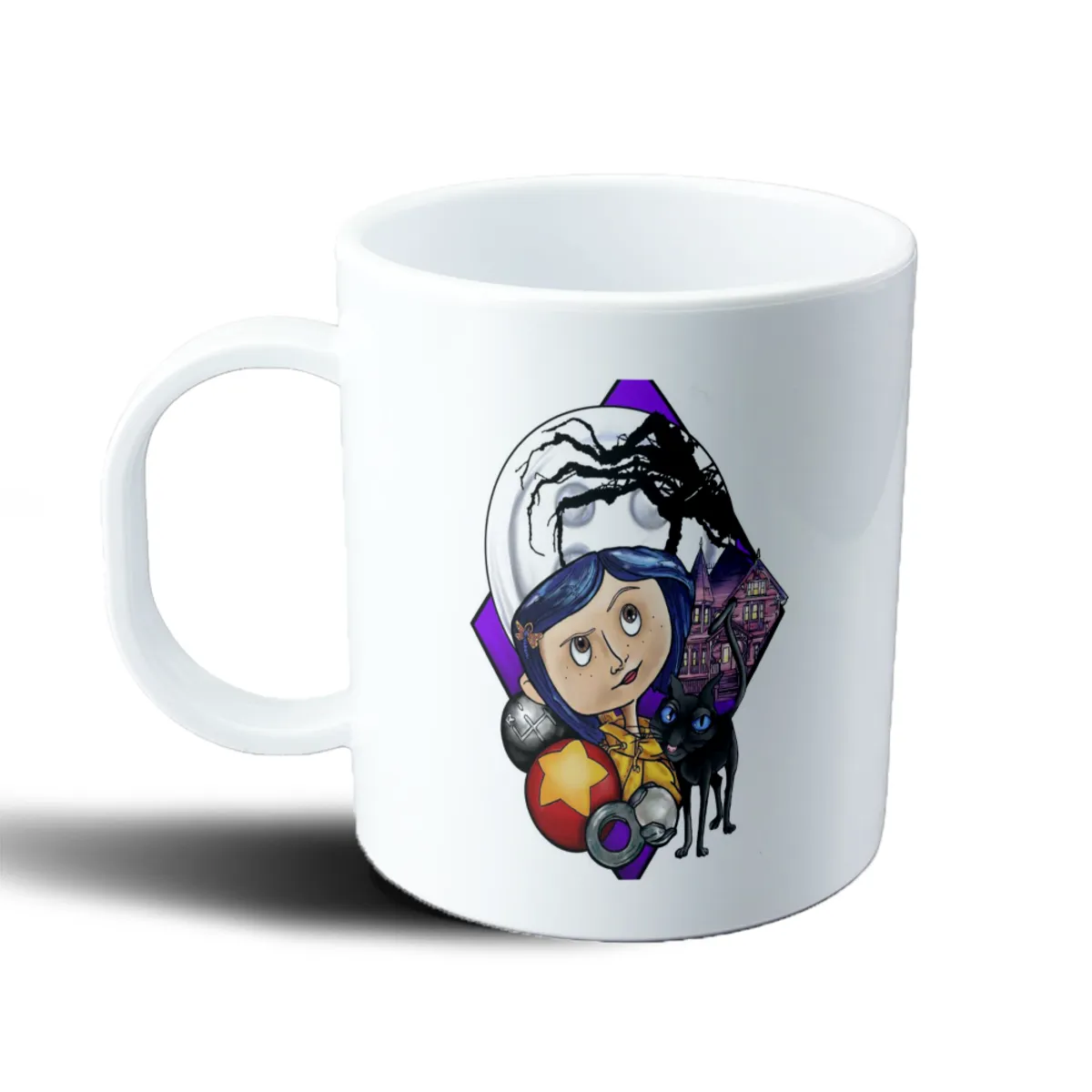 Taza de Plástico Coraline Gata y Casa Victoriana - vista 2