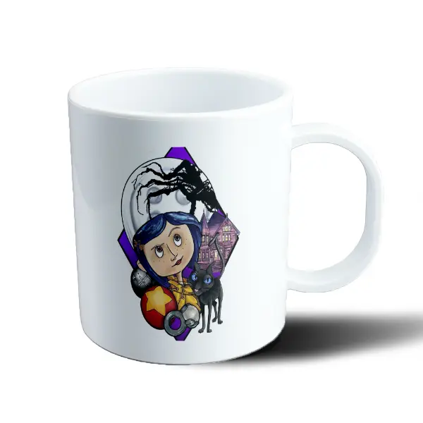 Taza de Plástico Coraline Gata y Casa Victoriana