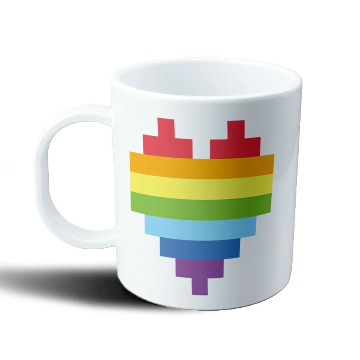 Taza de Plástico Corazón Pixel Arcoíris - vista 2