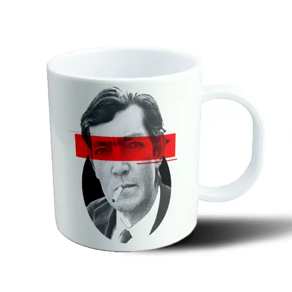 Taza de Plástico Cortazar Retrato Banda Roja