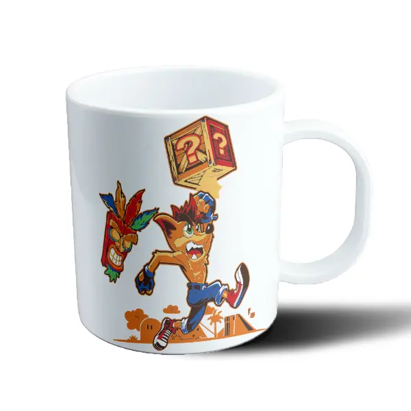 Taza de Plástico Crash Bandicoot con Aku Aku y Caja Misteriosa