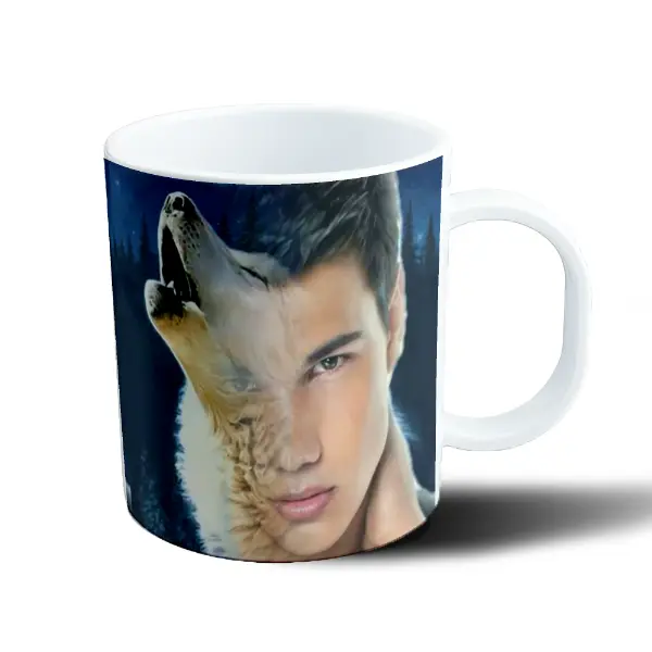 Taza de Plástico Crepúsculo Hombre Lobo Aullido