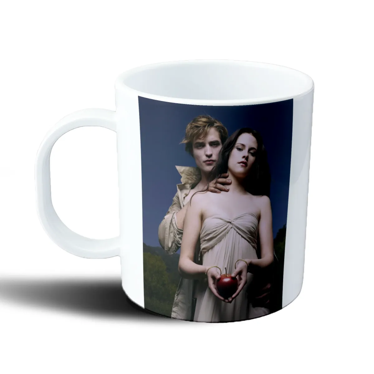 Taza de Plástico Crepúsculo Pareja con Manzana Roja - vista 2
