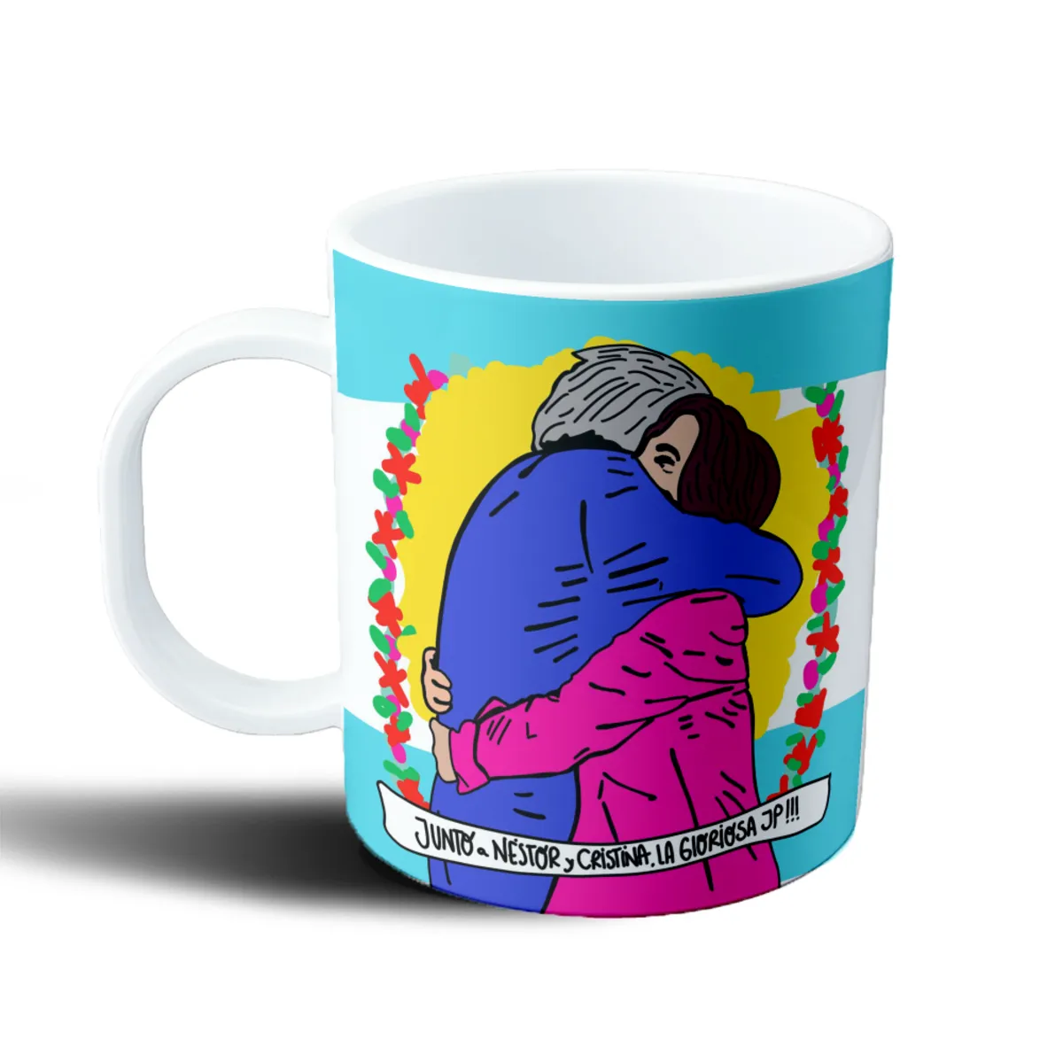 Taza de Plástico Cristina y Néstor Abrazo La Gloriosa JP - vista 2