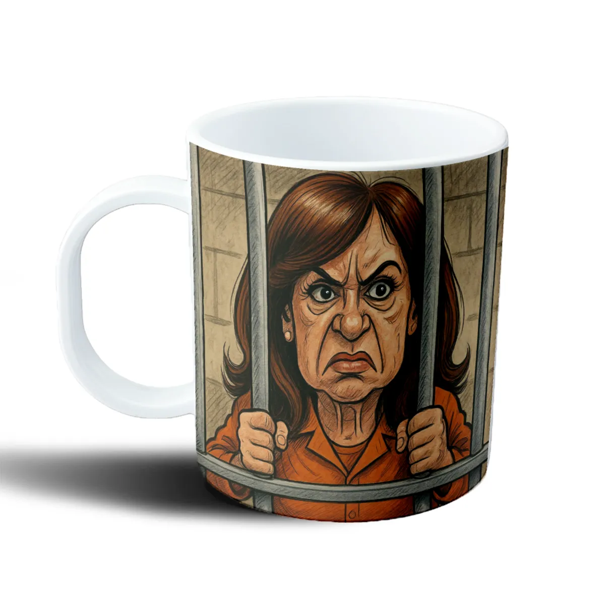 Taza de Plástico Cristina Presa Caricatura Tras las Rejas - vista 2