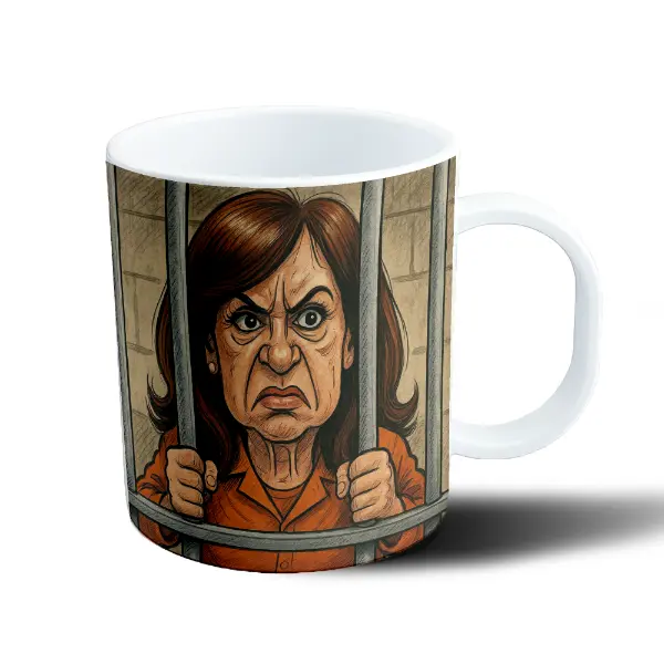Taza de Plástico Cristina Presa Caricatura Tras las Rejas