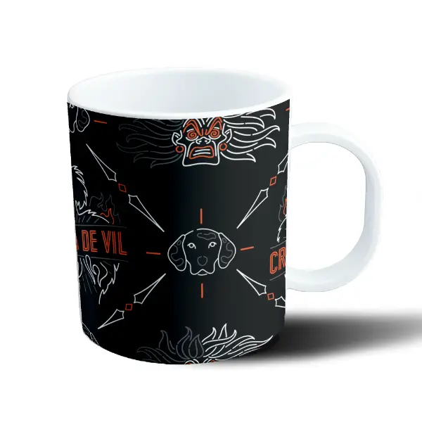 Taza de Plástico Cruella de Vil Diseño Llamas