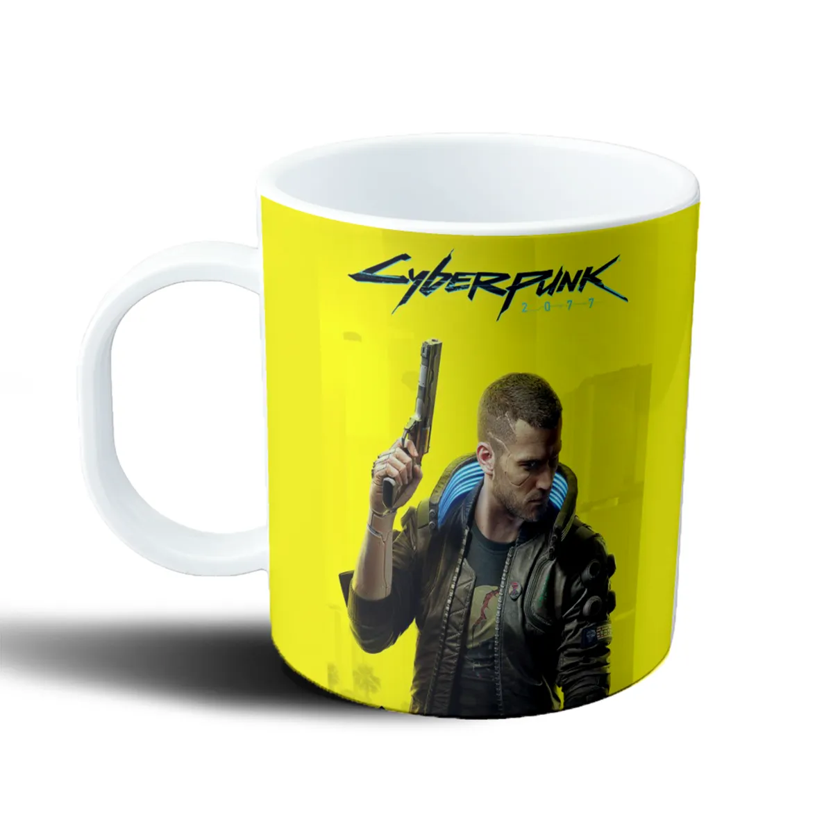 Taza de Plástico Cyberpunk 2077 V con pistola - vista 2